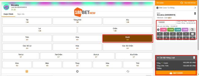 Đặt cược tại 188Bet