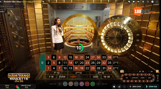 Chiến thuật chơi Roulette Hầm Vàng trực tuyến 188Bet hiệu quả