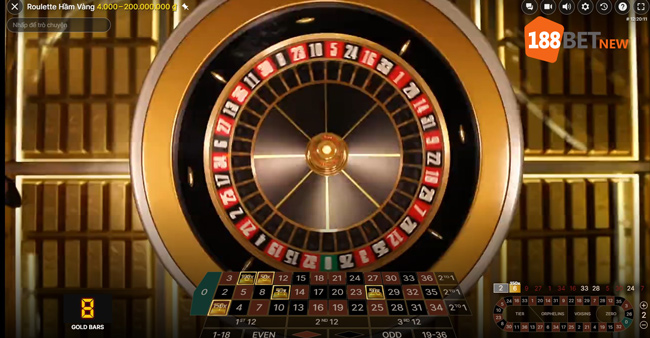 Luật chơi cơ bản của Roulette Hầm Vàng trực tuyến tại 188Bet