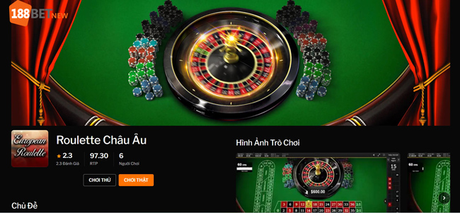 Giới thiệu Roulette Châu Âu II tại 188Bet